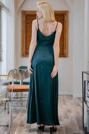 Burgundy Simple Long Bridesmaid Prom Dress